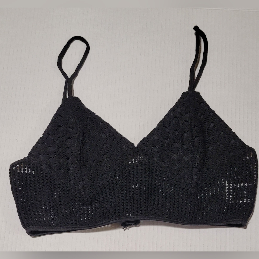 Black Lace Crochet Beach Top ~ Large